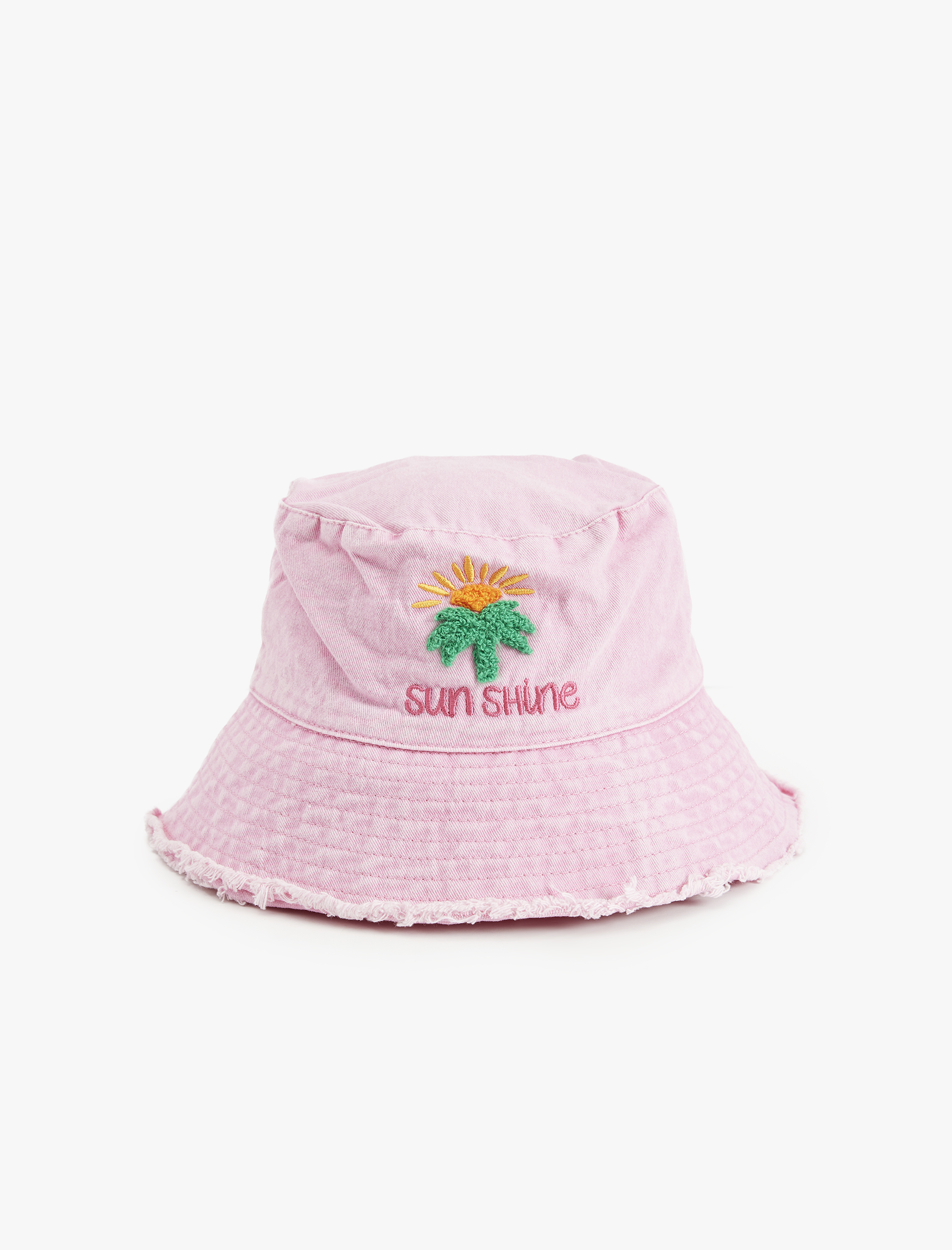  Kız Çocuk İşleme Detaylı Pamuklu Bucket Şapka