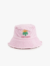 İşleme Detaylı Pamuklu Bucket Şapka