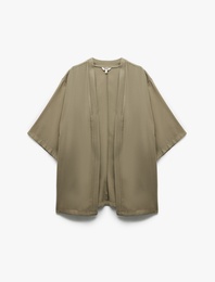 Gizli Cepli Viskon 3/4 Kol Oversize Kimono