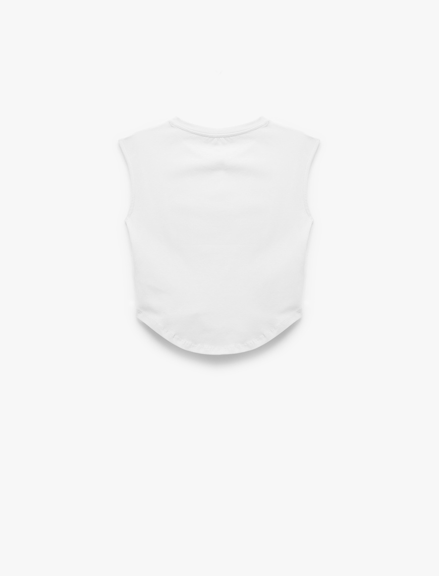   Bisiklet Yaka Korse Detaylı Slim Fit Kolsuz Crop Tişört
