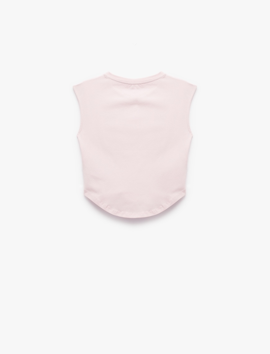   Bisiklet Yaka Korse Detaylı Slim Fit Kolsuz Crop Tişört