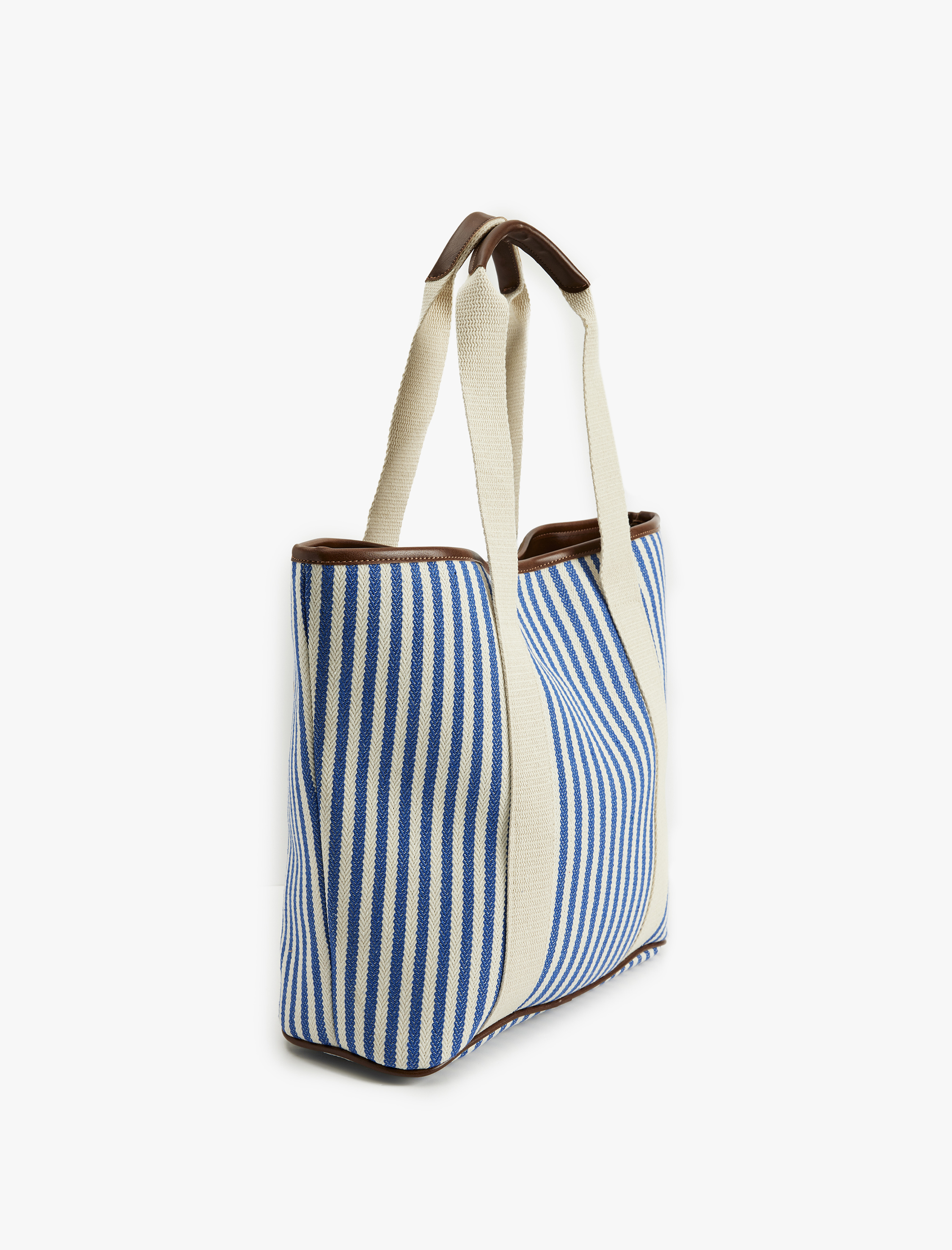  Kadın Çizgili Saplı Renk Bloklu Tote Çanta