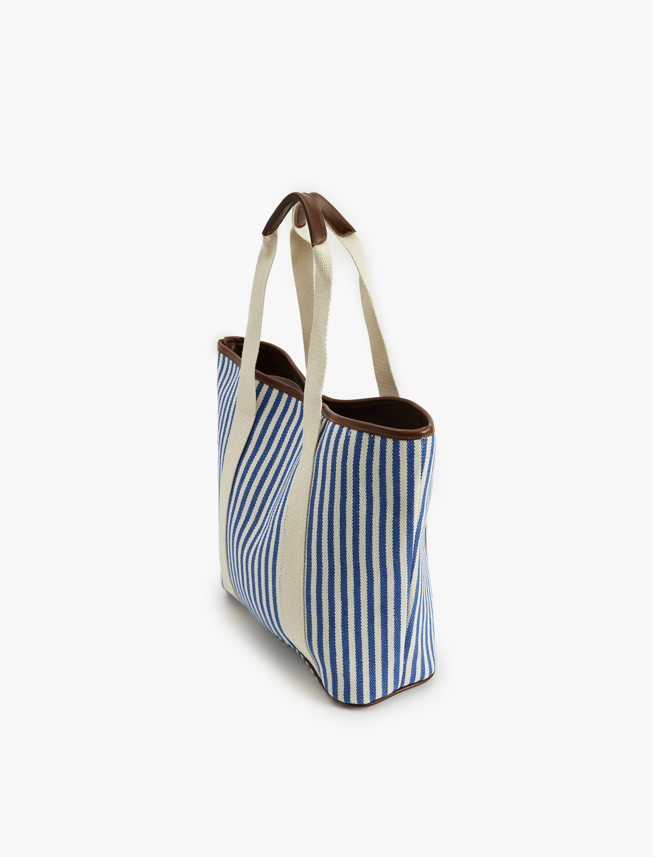  Kadın Çizgili Saplı Renk Bloklu Tote Çanta