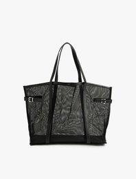 Saplı Metal Tokalı File Tote Çanta