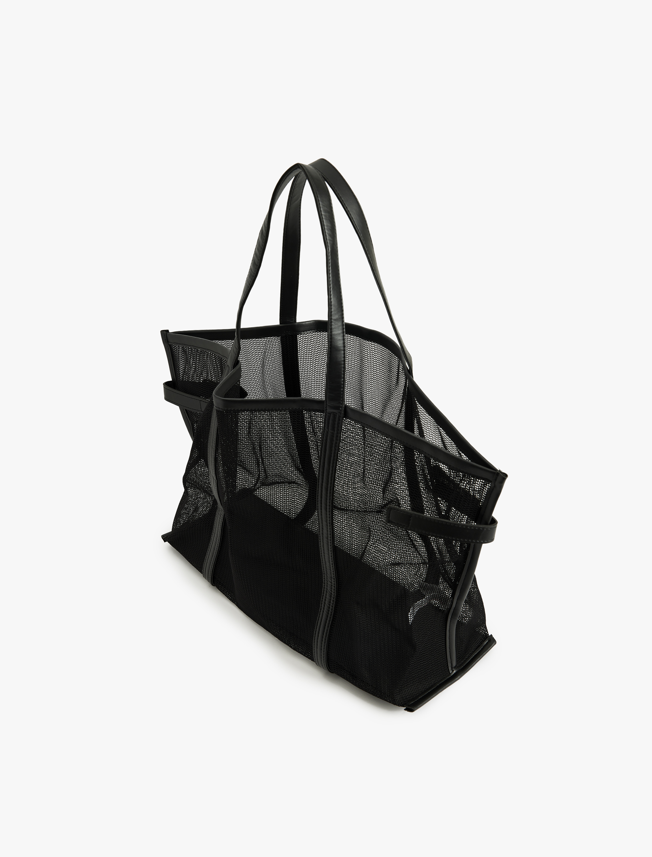  Kadın Saplı Metal Tokalı File Tote Çanta