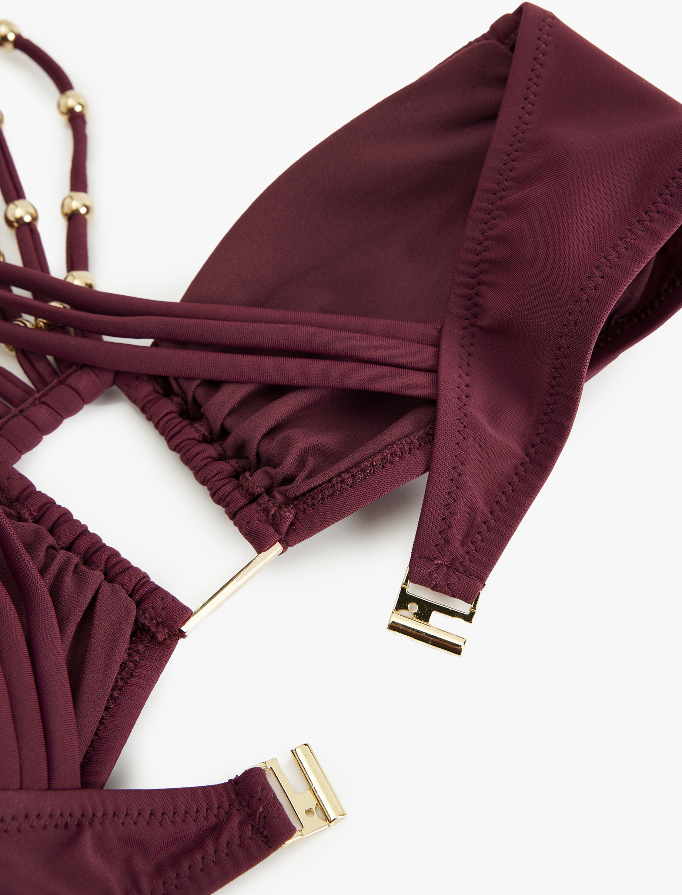 Çapraz Askılı Boncuklu Bikini Üstü