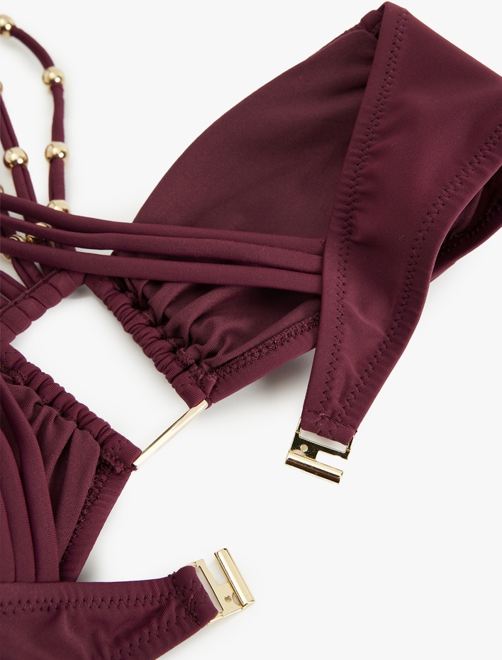  Çapraz Askılı Boncuklu Bikini Üstü
