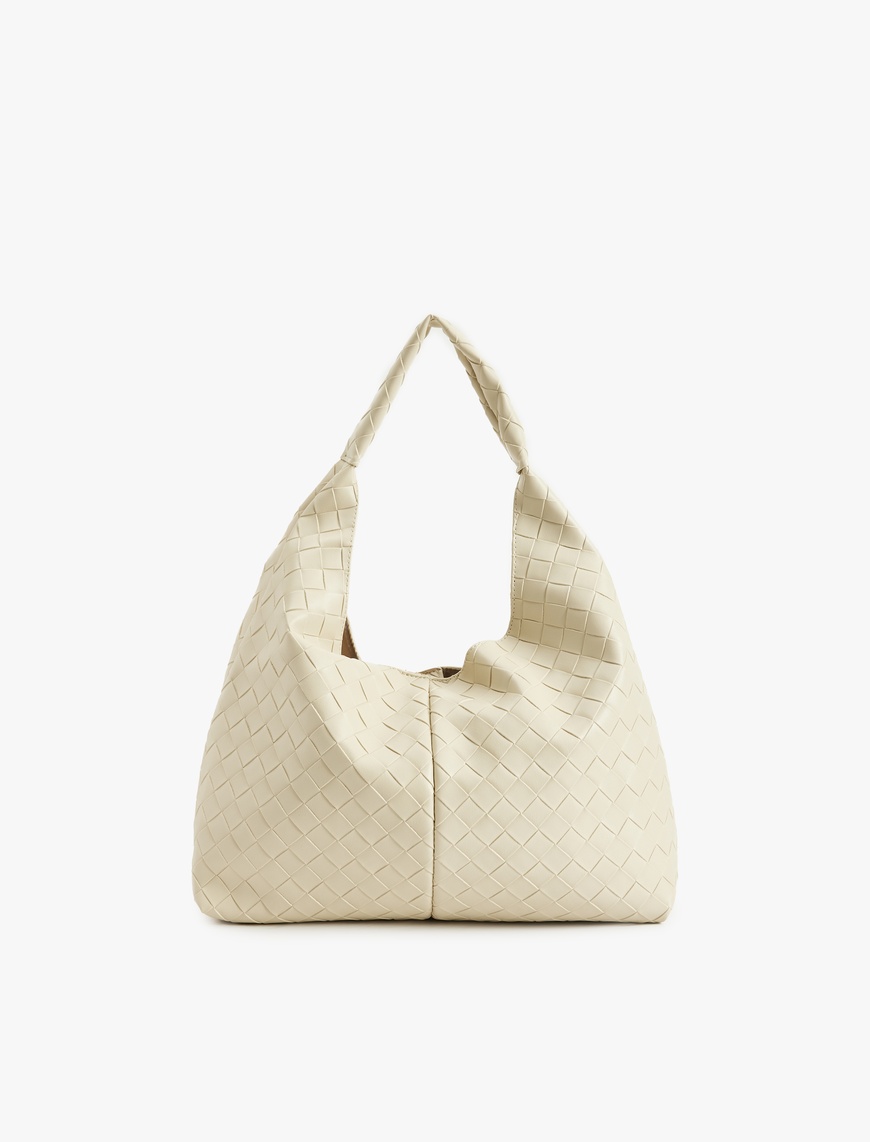  Kadın Suni Deri Kare Dikiş Detaylı Saplı Shopper Çanta