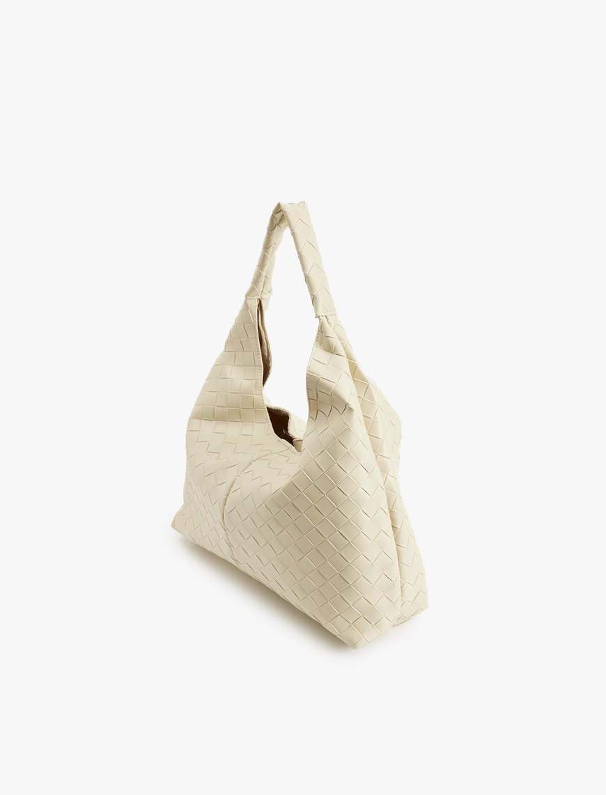  Kadın Suni Deri Kare Dikiş Detaylı Saplı Shopper Çanta