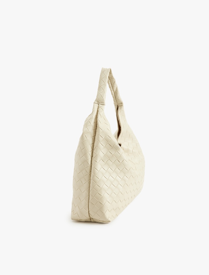 Kadın Suni Deri Kare Dikiş Detaylı Saplı Shopper Çanta