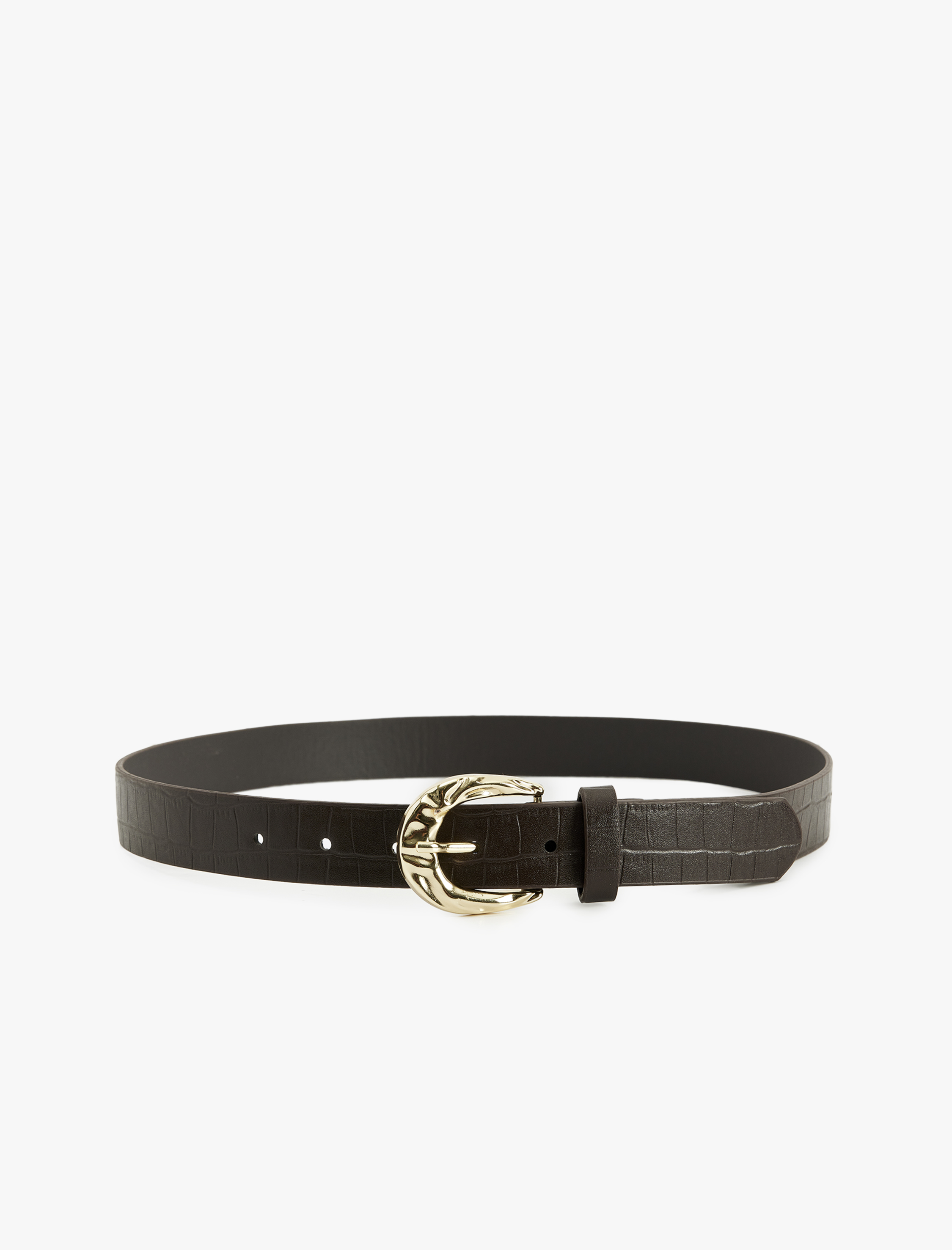 Kadın Kroko Görünümlü Suni Deri Metal Tokalı Kemer