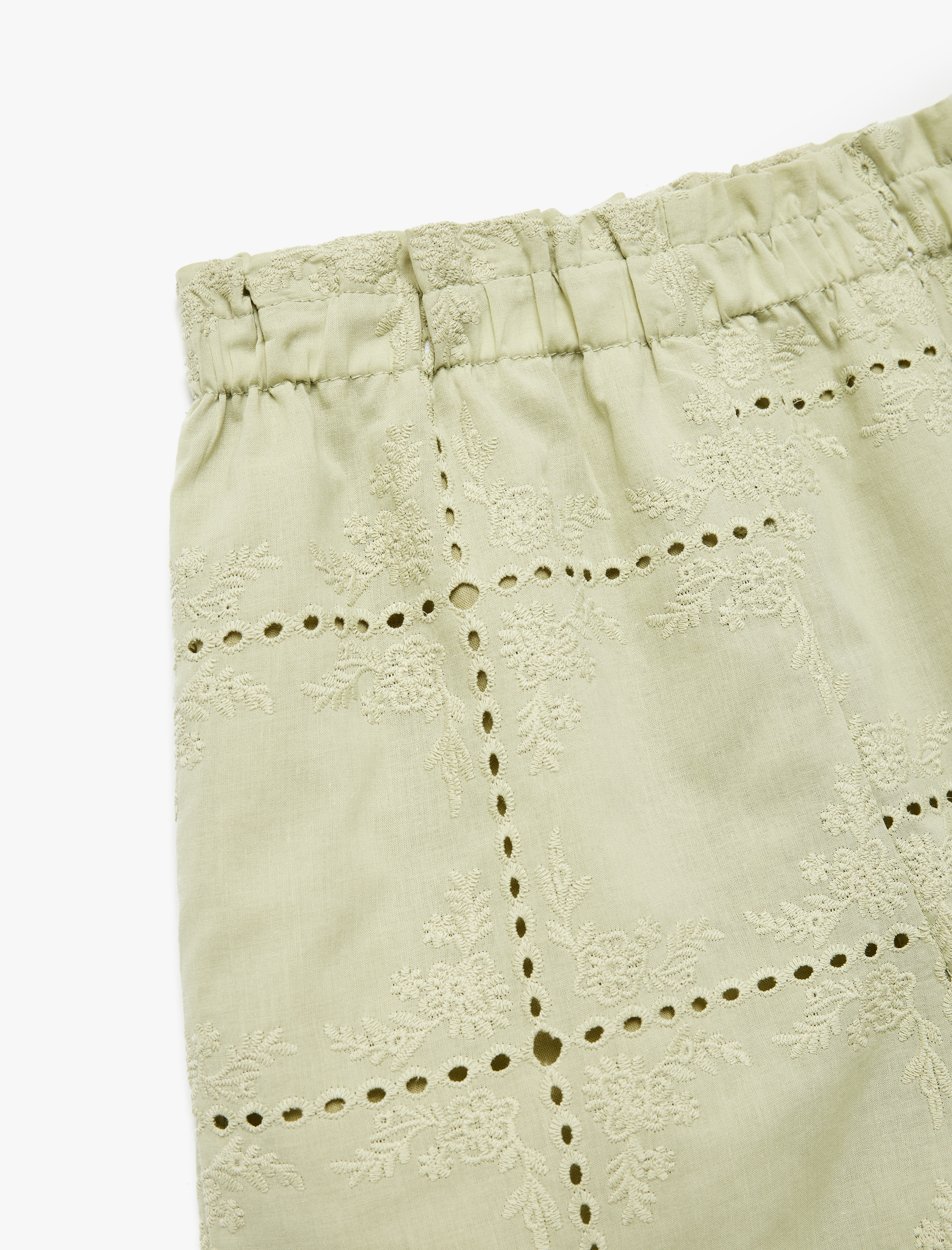  Kız Çocuk Pamuklu Paperbag Brodeli Yüksek Bel Şort