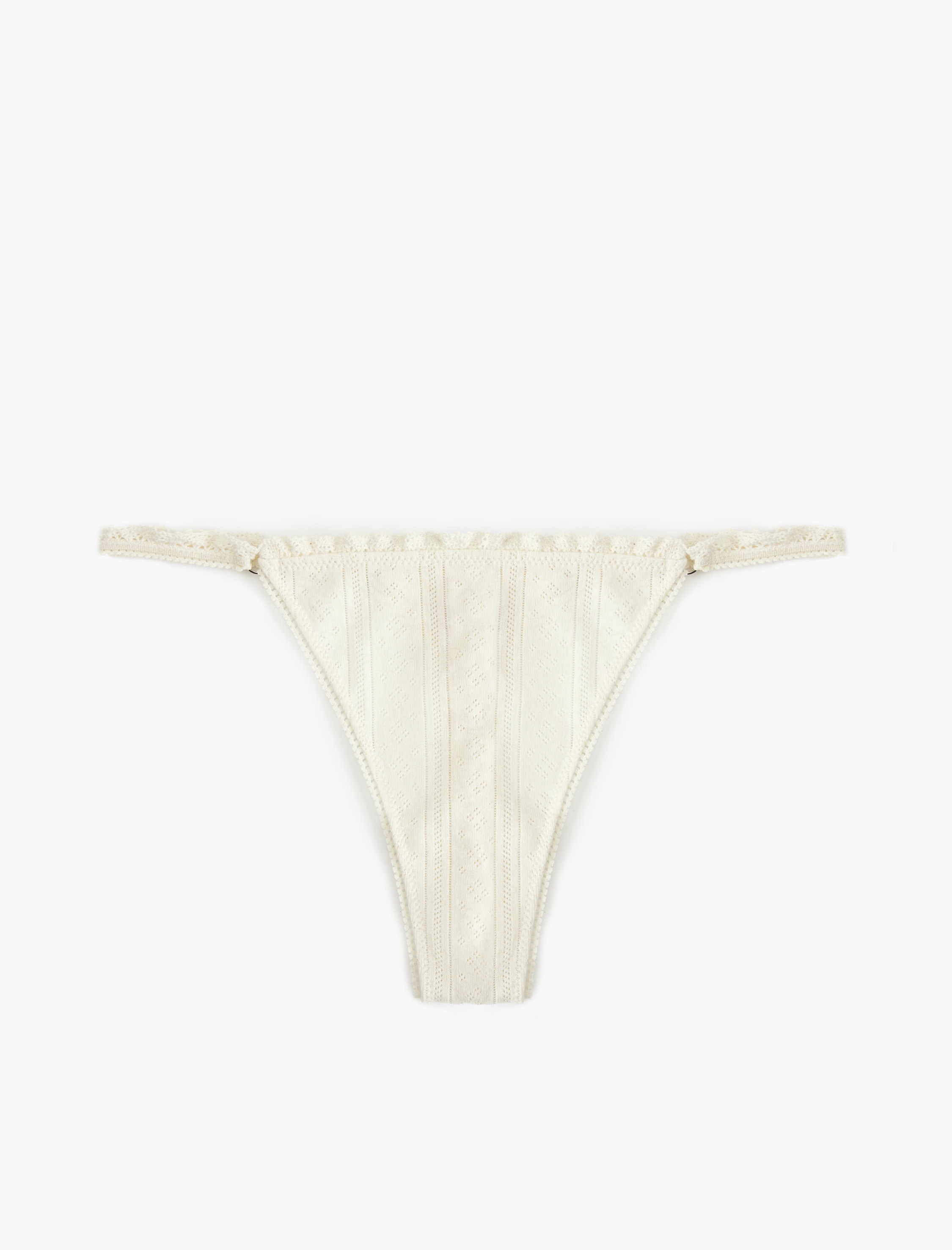   Pamuklu Dantel Detaylı Yanları İpli String Külot