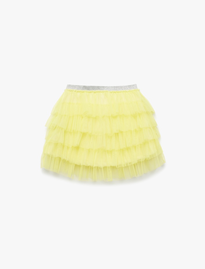 Kız Çocuk Katlı Lastik Detaylı Tütü Etek