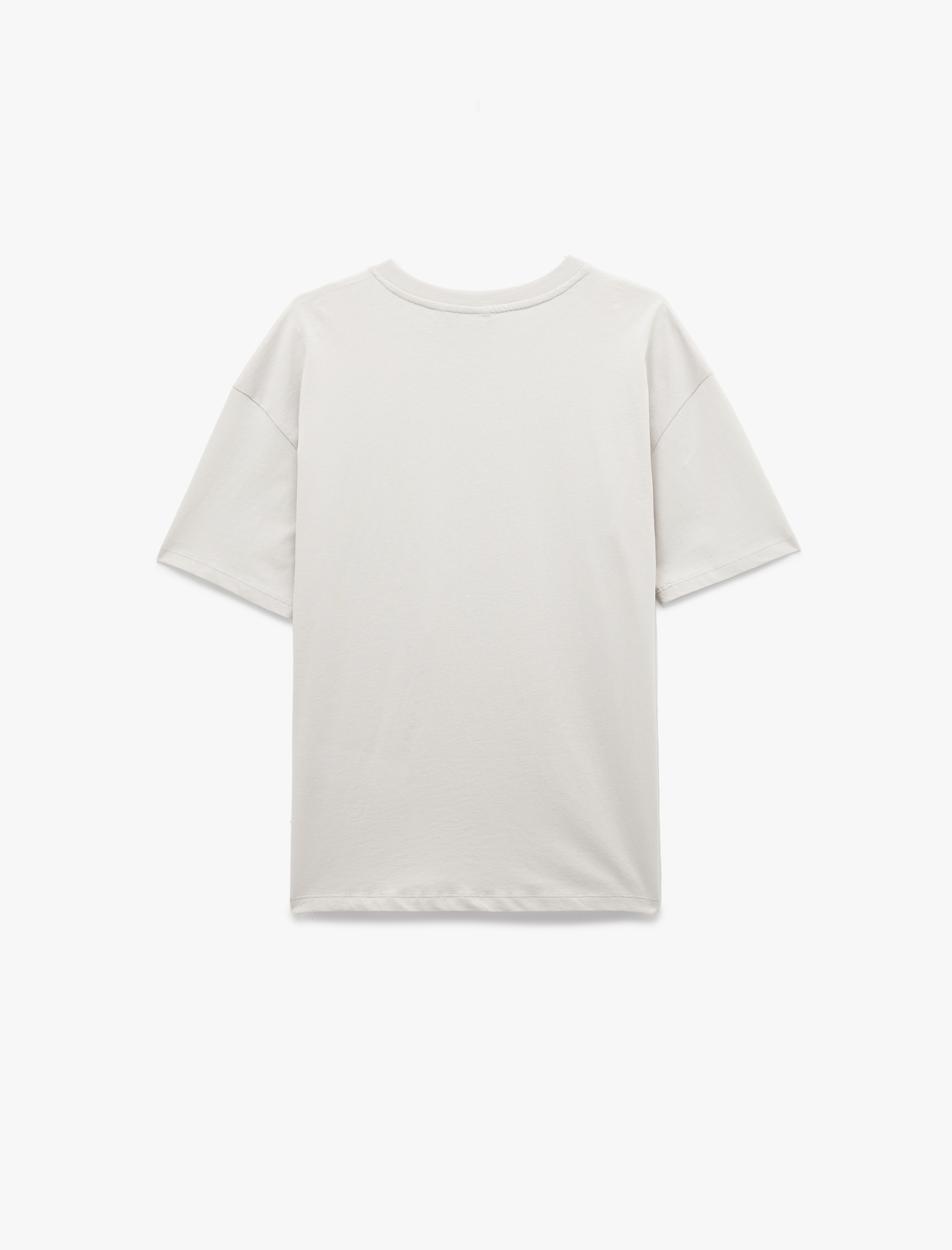 Kısa Kollu Bisiklet Yaka Baskılı Pamuklu Tişört