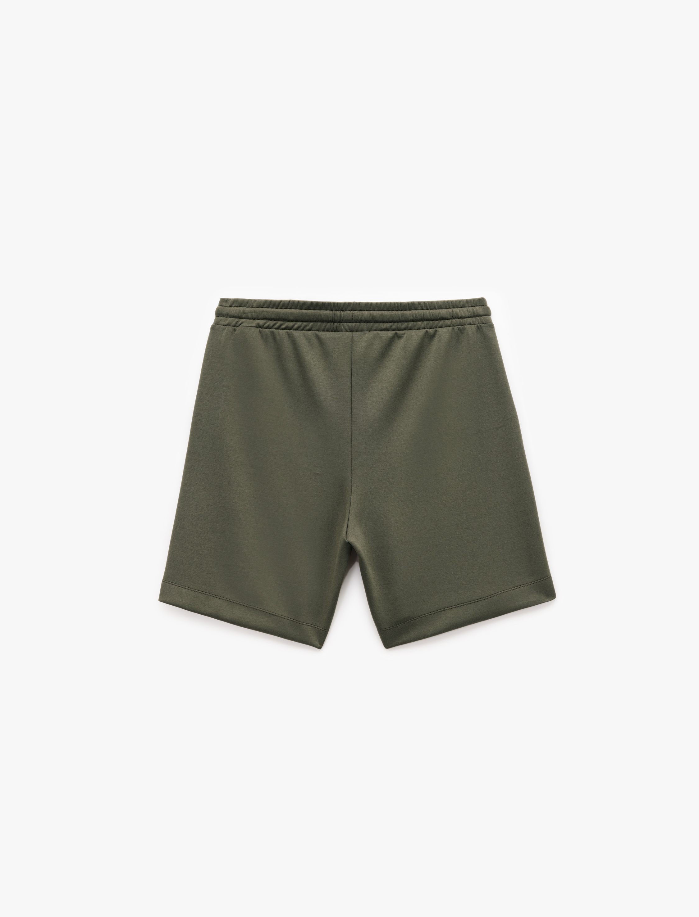   Viskon Karışımlı Scuba Kumaş Beli Bağcıklı Bermuda Şort