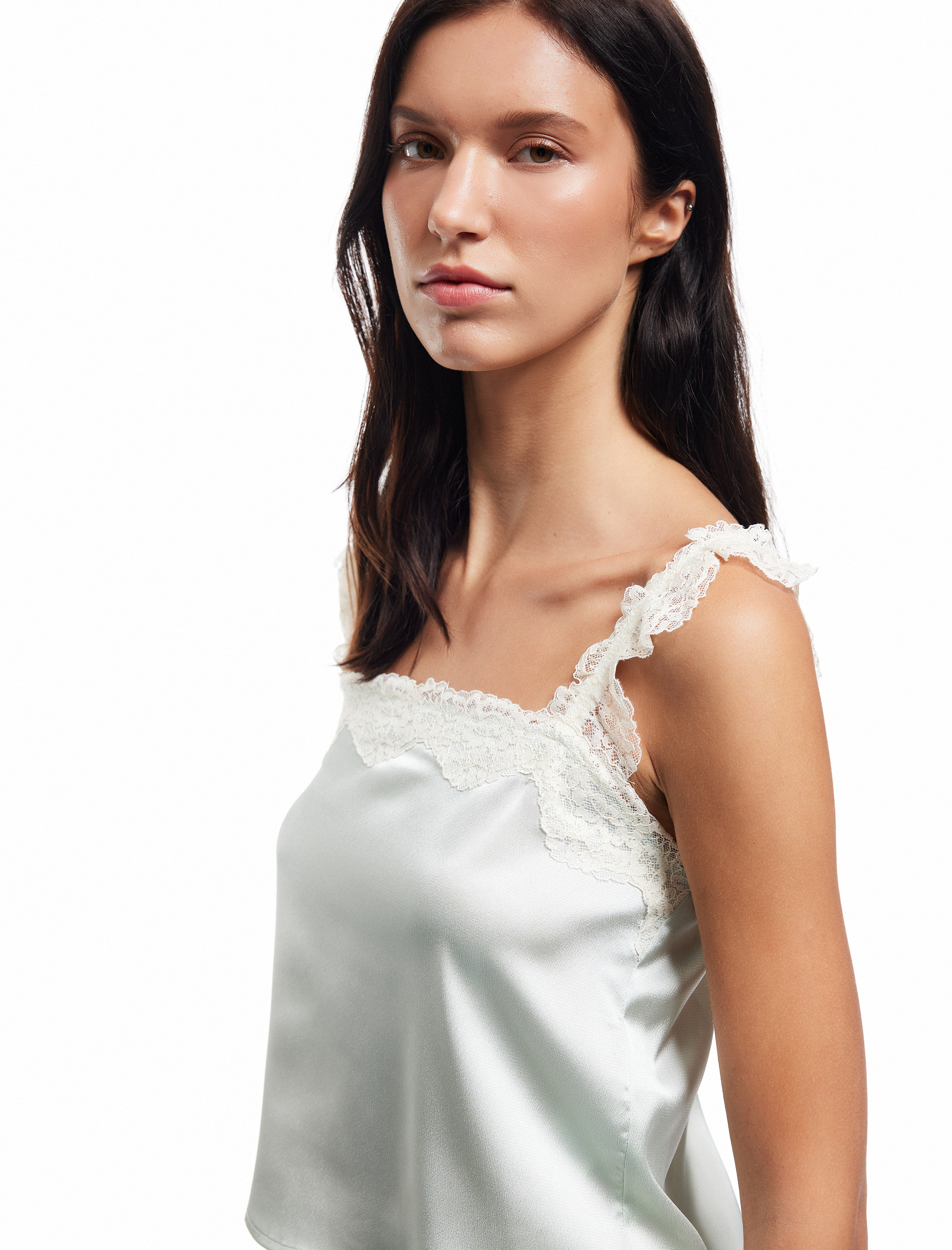   Oversize Dantel Detaylı Saten Şort Pijama Altı