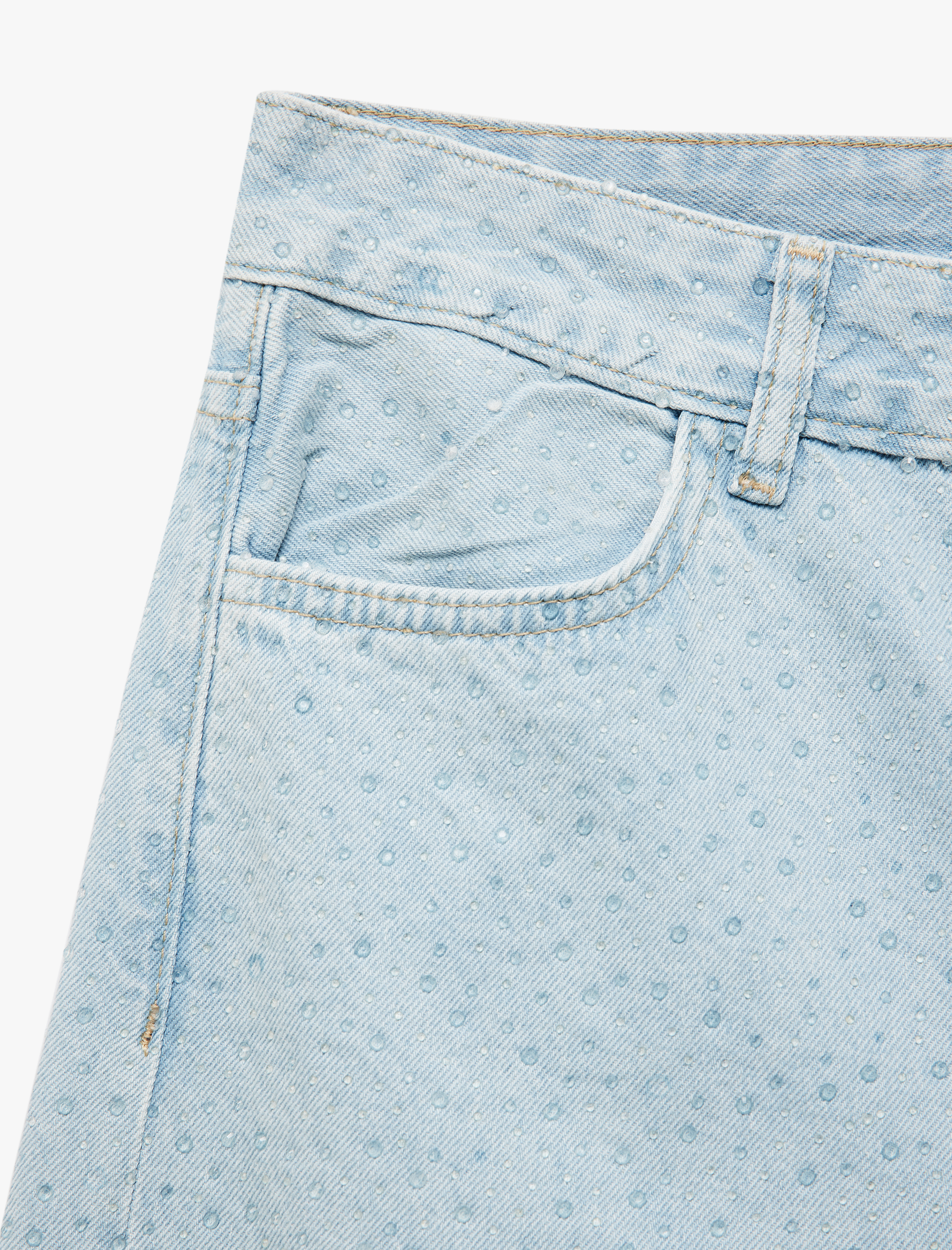   Koton X İnji  - Taş Detaylı Pamuklu Düz Paça Loose Fit Jean Pantolon - Straight Jean