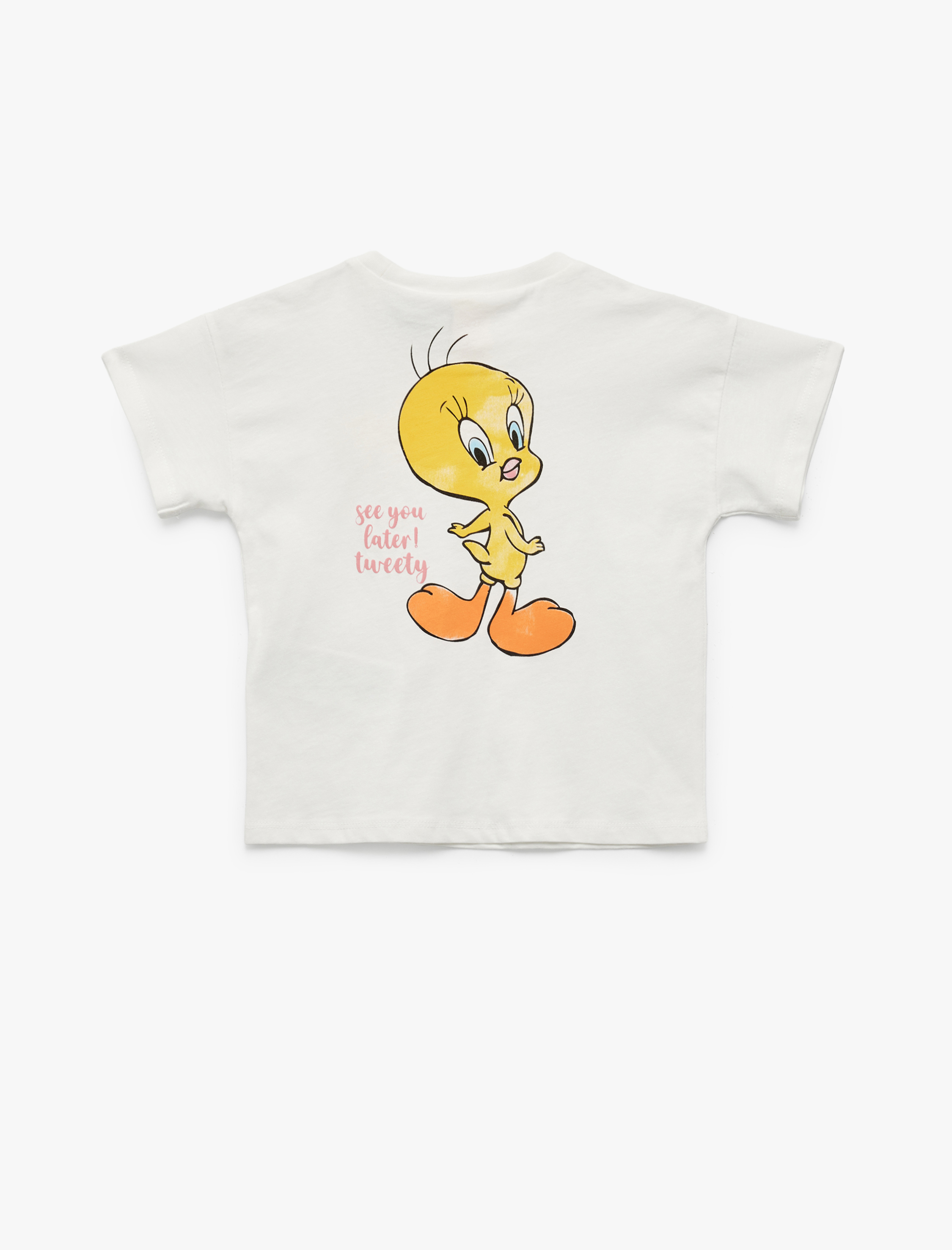  Kız Bebek Lisanslı Baskılı Kısa Kollu Bisiklet Yaka Pamuklu Tweety Tişört