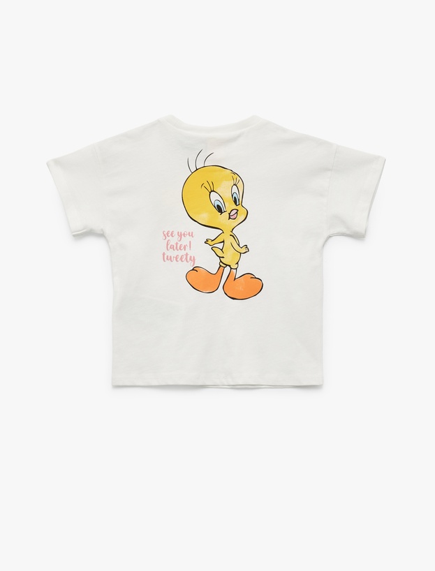 Lisanslı Baskılı Kısa Kollu Bisiklet Yaka Pamuklu Tweety Tişört_1