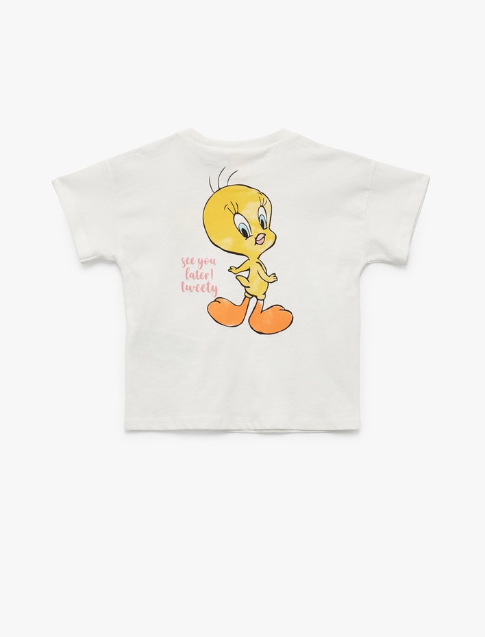 Kız Bebek Lisanslı Baskılı Kısa Kollu Bisiklet Yaka Pamuklu Tweety Tişört