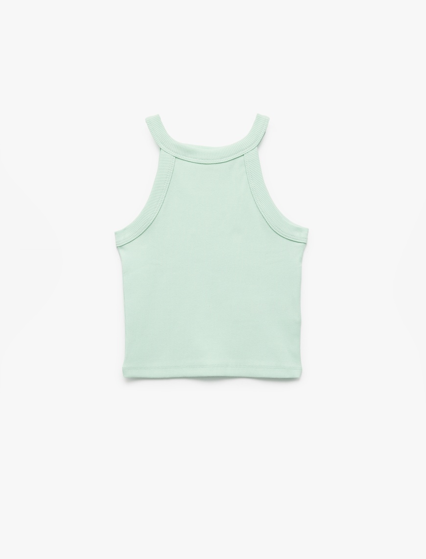  Kız Çocuk Pamuklu Kolsuz Halter Yaka Slim Fit Crop Atlet