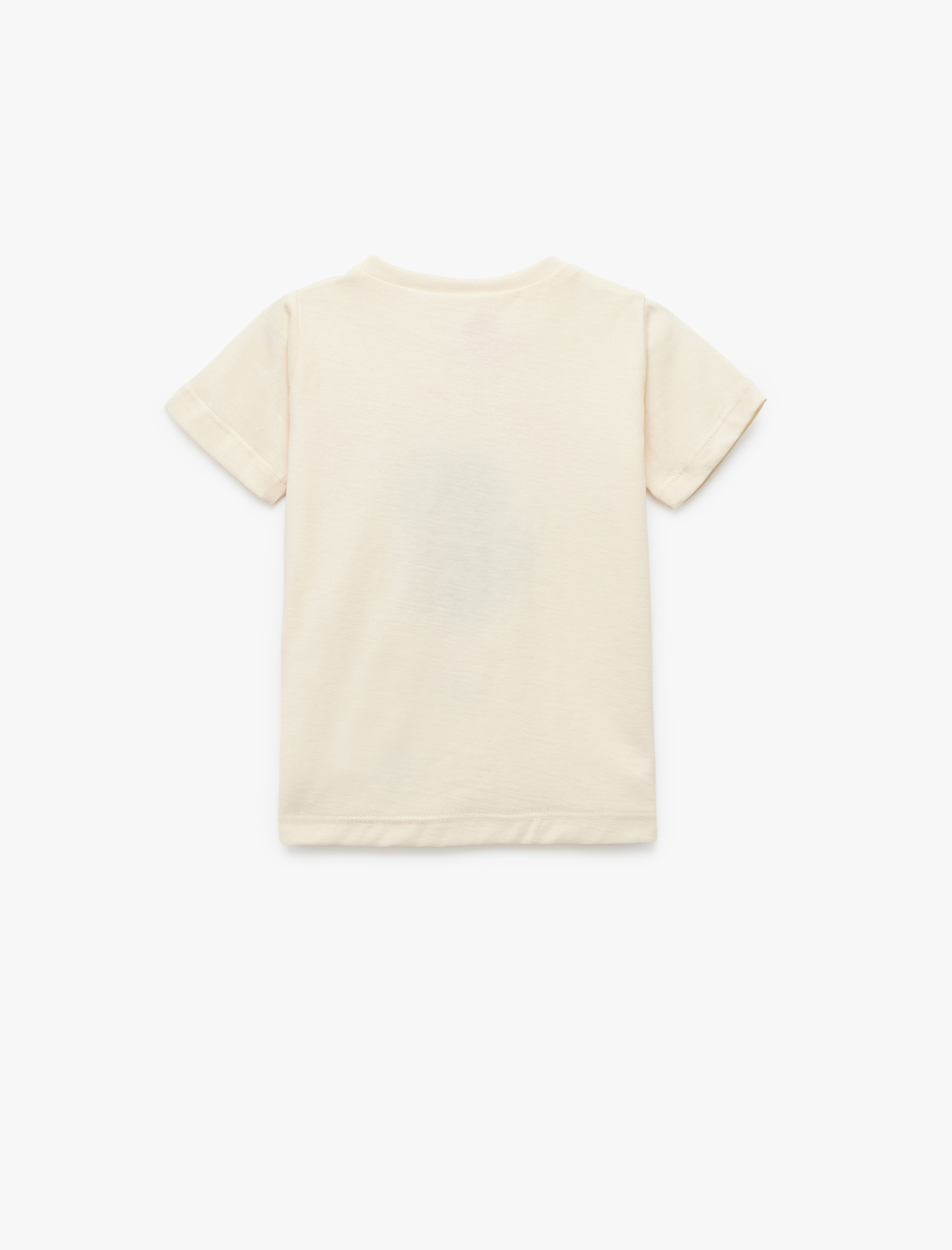  Kız Bebek Pamuklu Kısa Kollu Bisiklet Yaka Kedi İşlemeli Tişört