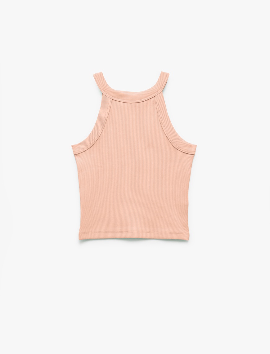  Kız Çocuk Pamuklu Kolsuz Halter Yaka Slim Fit Crop Atlet