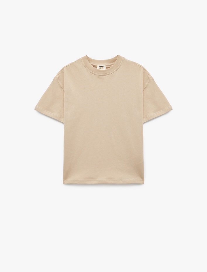Erkek Çocuk Pamuklu Kısa Kollu Bisiklet Yaka Basic Oversize Tişört