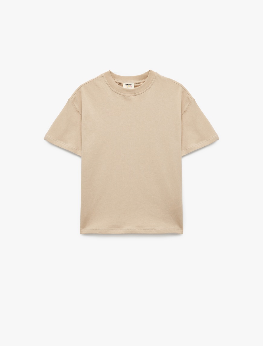  Erkek Çocuk Pamuklu Kısa Kollu Bisiklet Yaka Basic Oversize Tişört