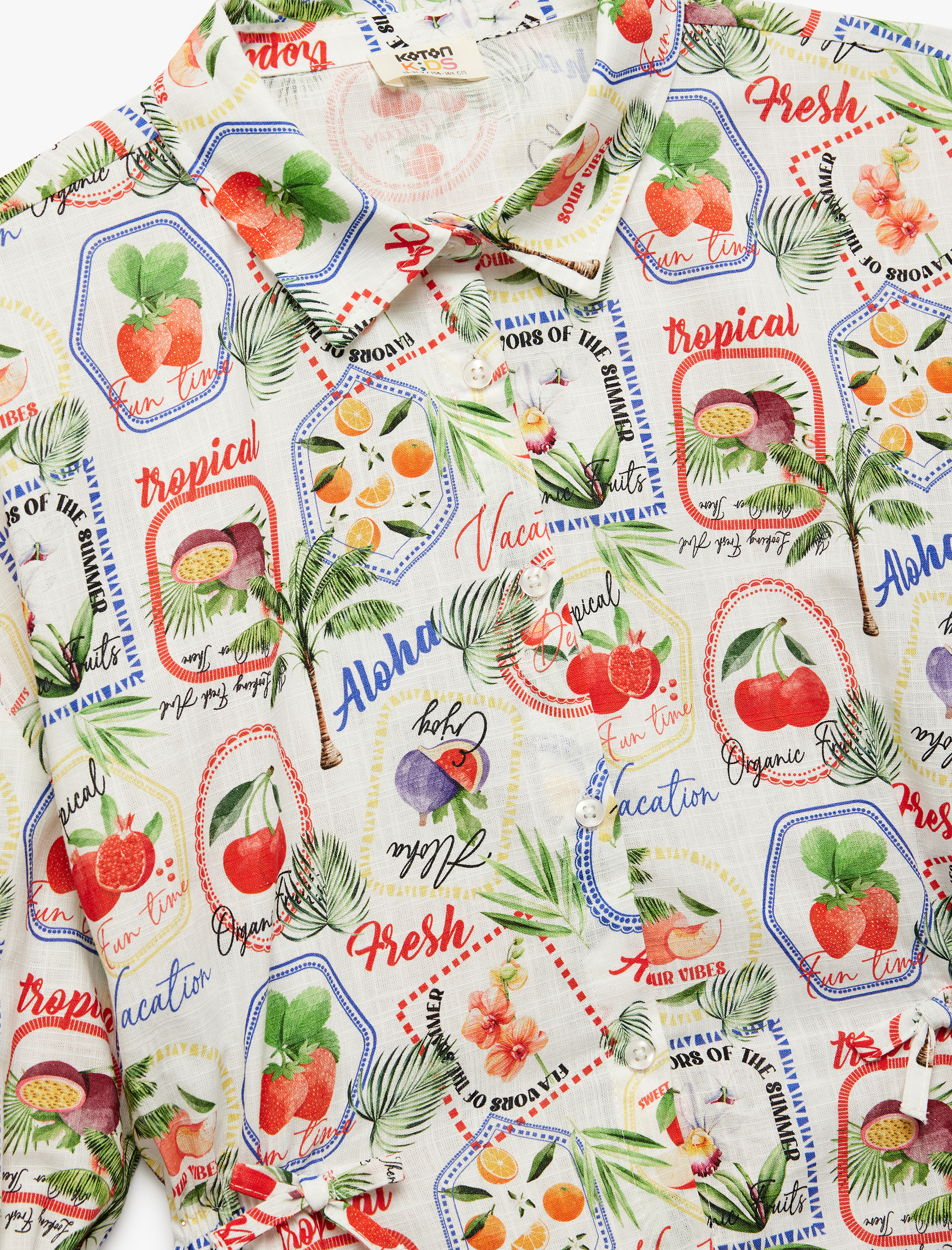  Kız Çocuk Pamuklu Kısa Kollu Klasik Yaka Desenli Gömlek