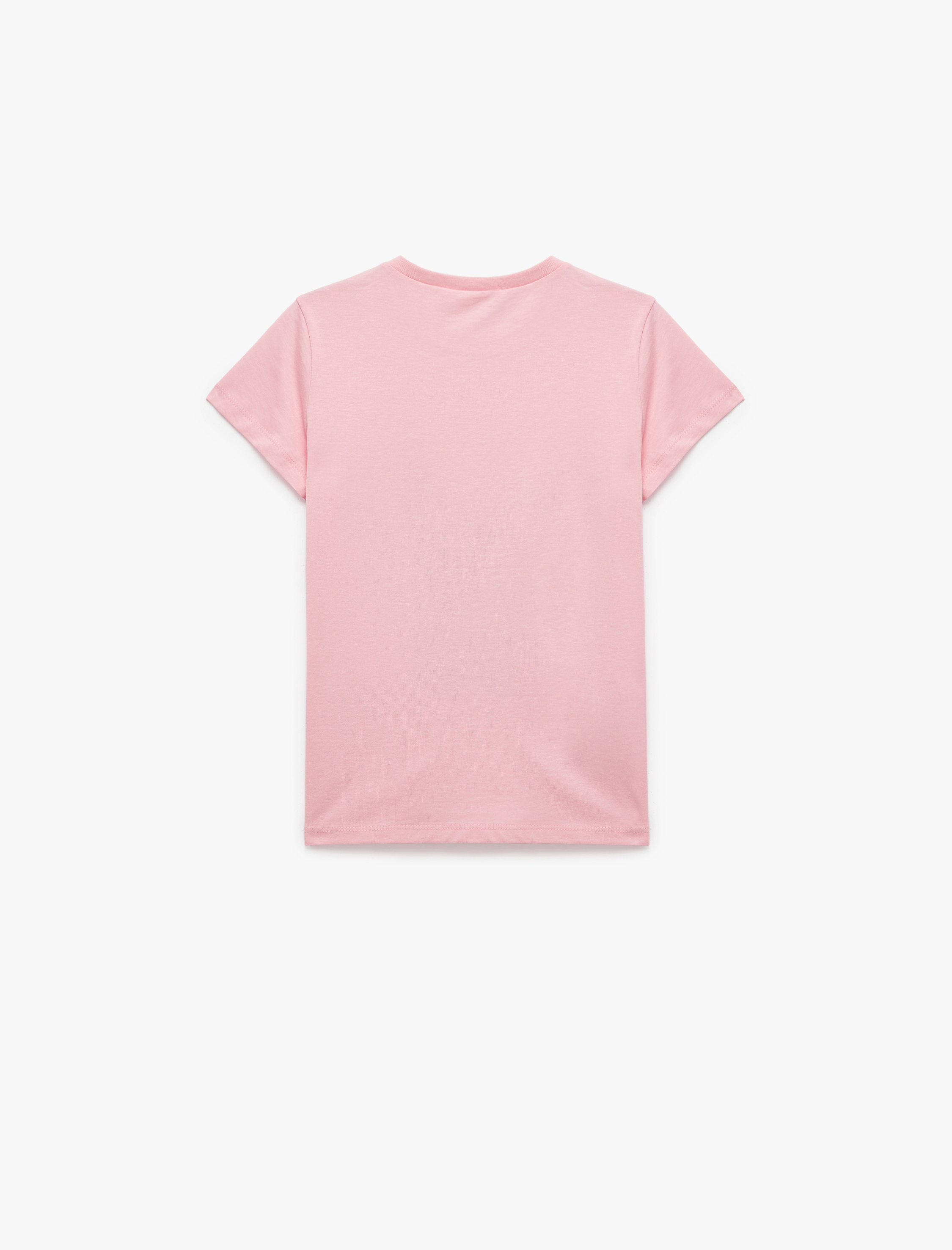  Kız Çocuk Bisiklet Yaka Pamuklu Köpek Baskılı Kısa Kollu Tişört