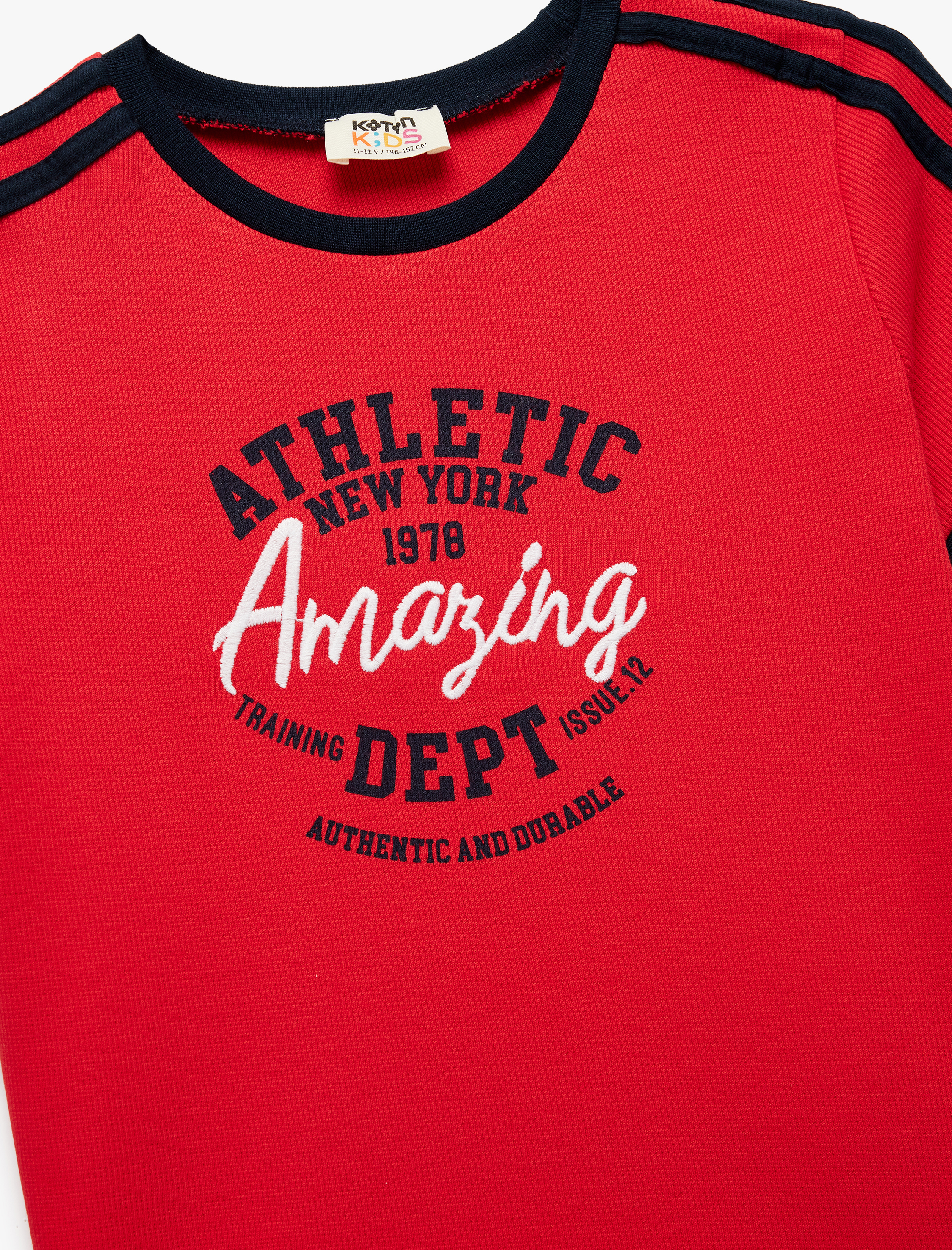  Kız Çocuk Slogan Baskılı Bisiklet Yaka Kısa Kollu Pamuklu Crop Tişört