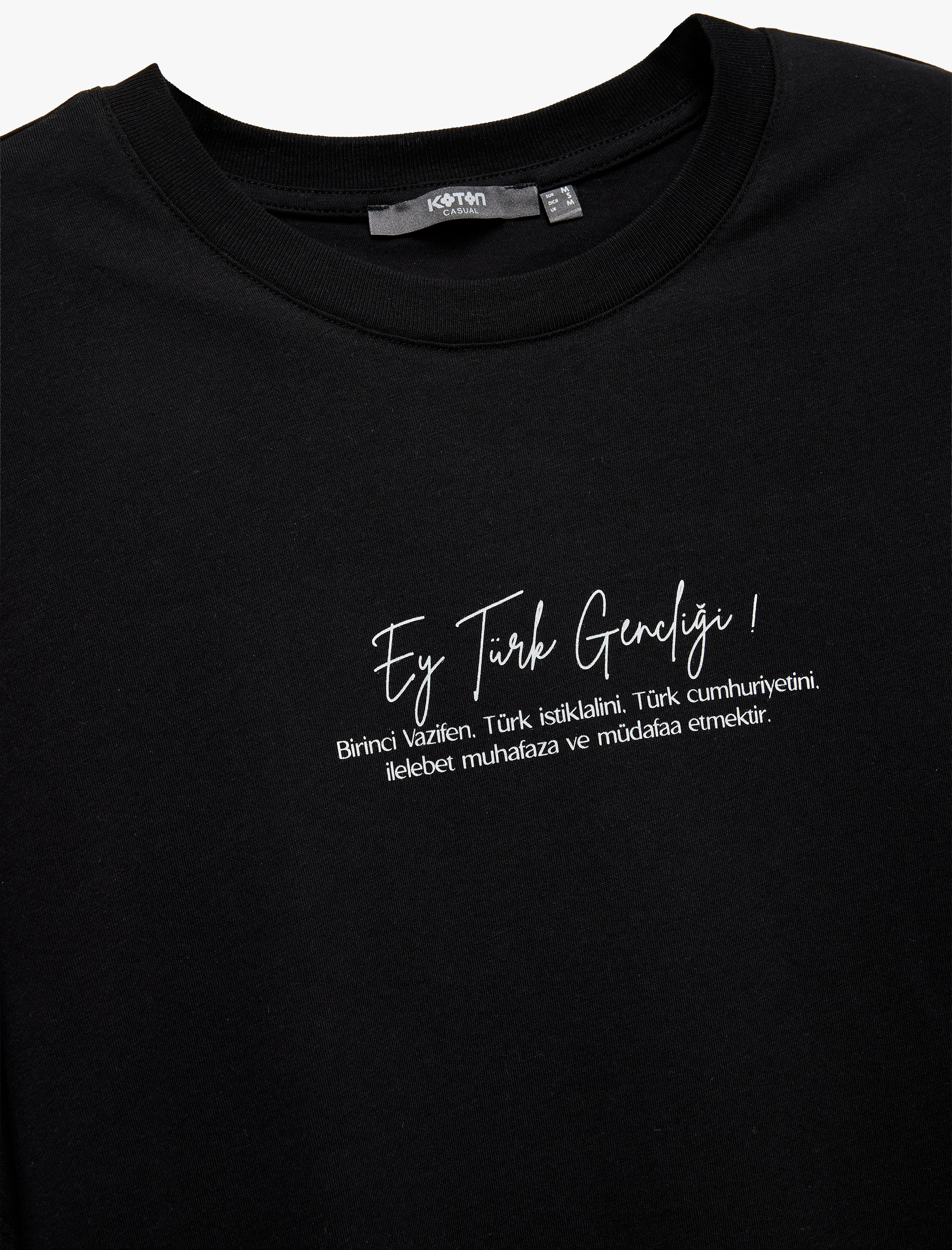   Pamuklu Kısa Kollu Regular Fit Bisiklet Yaka Atatürk Baskılı Tişört