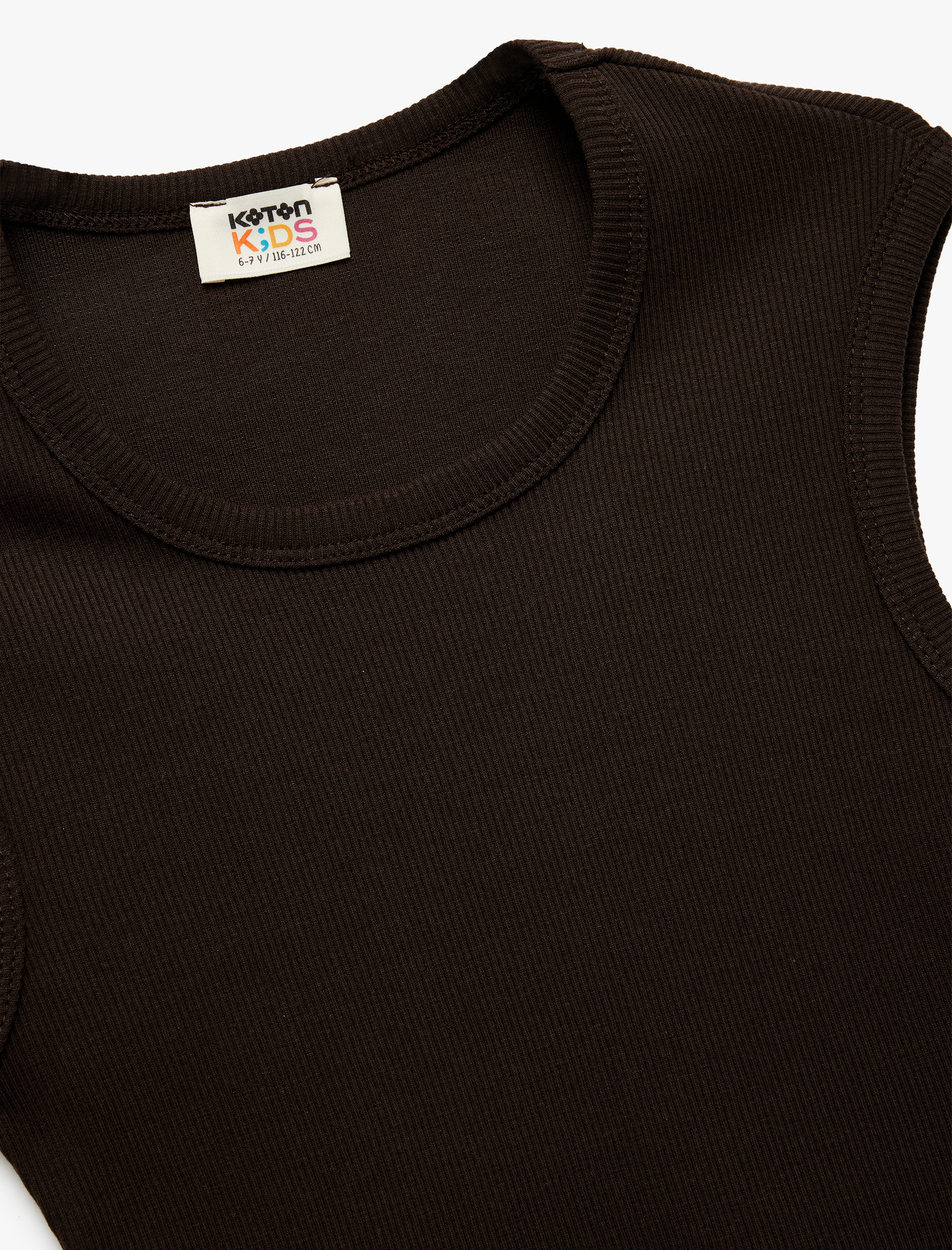  Kız Çocuk Pamuklu Kolsuz Bisiklet Yaka Fitilli Slim Fit Crop Atlet