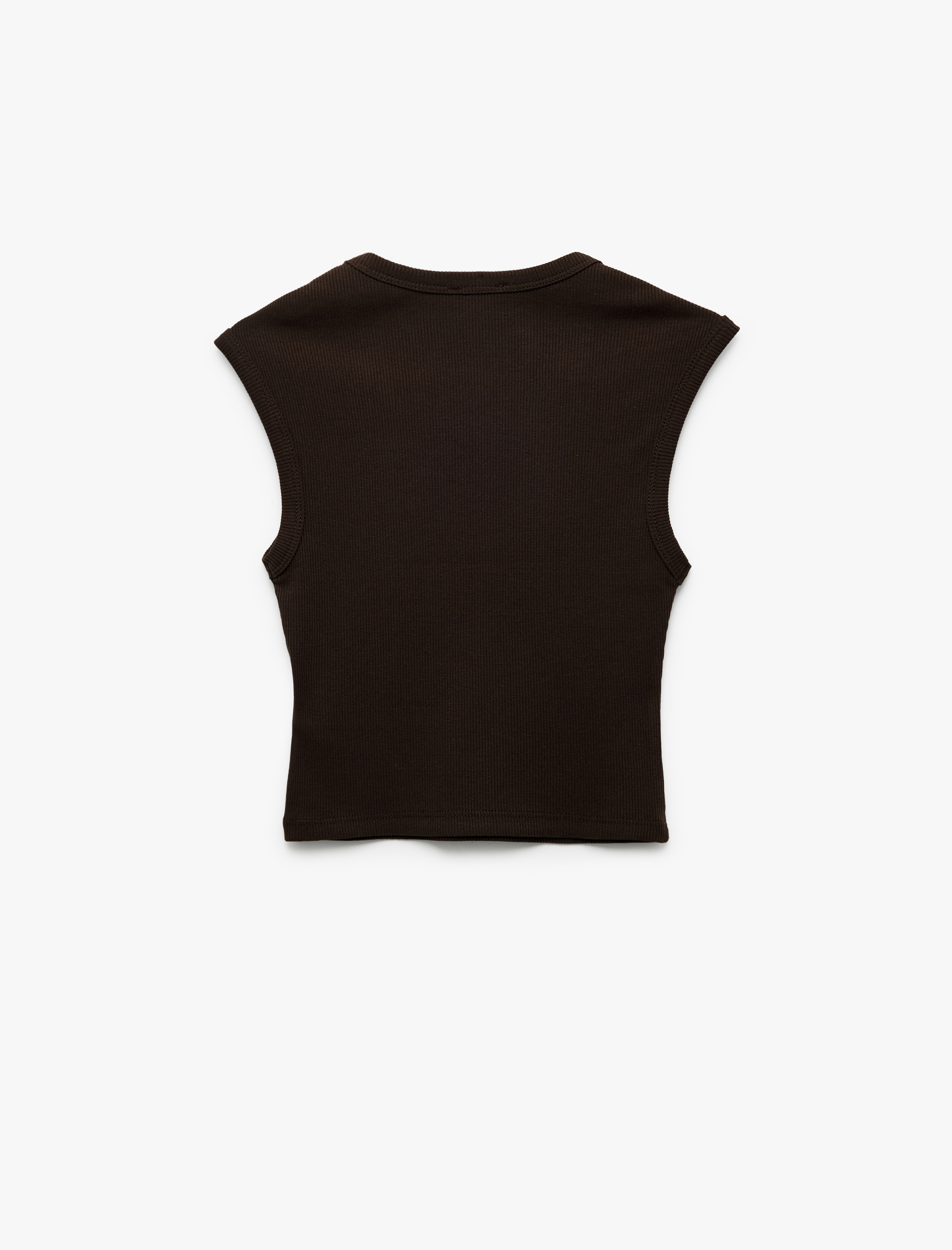  Kız Çocuk Pamuklu Kolsuz Bisiklet Yaka Fitilli Slim Fit Crop Atlet