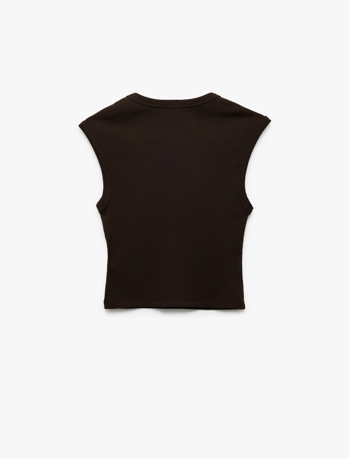 Kız Çocuk Pamuklu Kolsuz Bisiklet Yaka Fitilli Slim Fit Crop Atlet