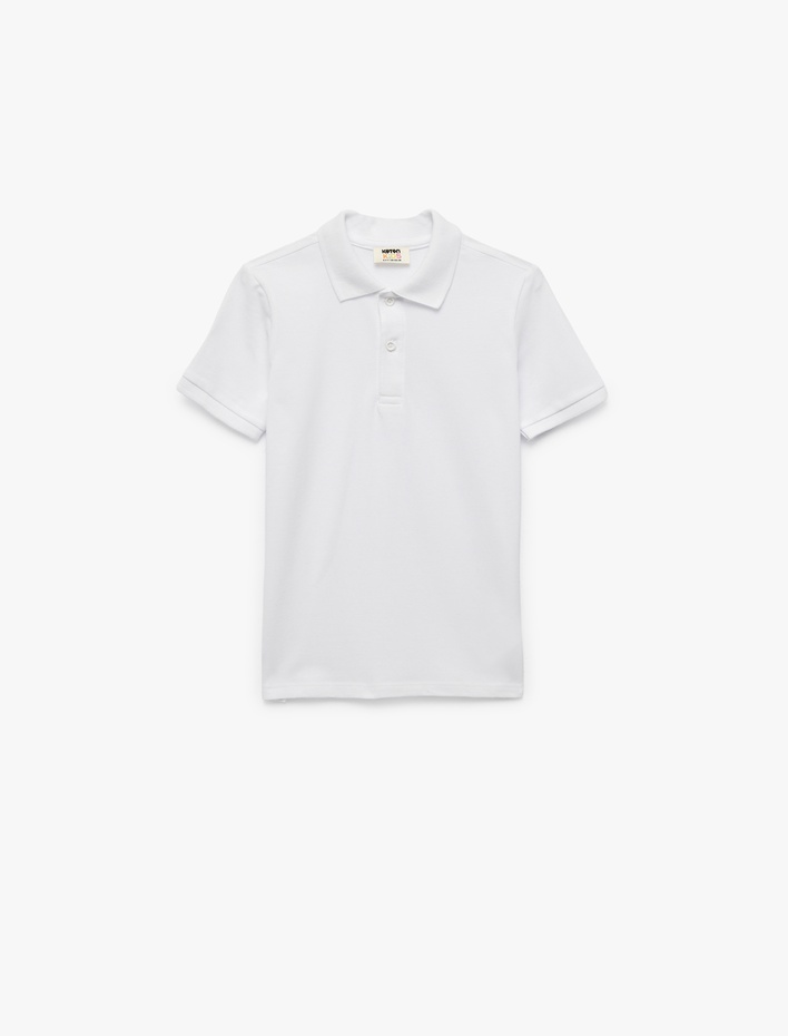 Erkek Çocuk Pamuklu Düğmeli Kısa Kollu Basic Polo Yaka Tişört