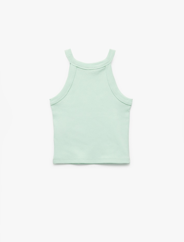 Kız Çocuk Pamuklu Kolsuz Halter Yaka Slim Fit Crop Atlet