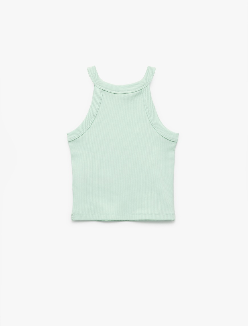  Kız Çocuk Pamuklu Kolsuz Halter Yaka Slim Fit Crop Atlet