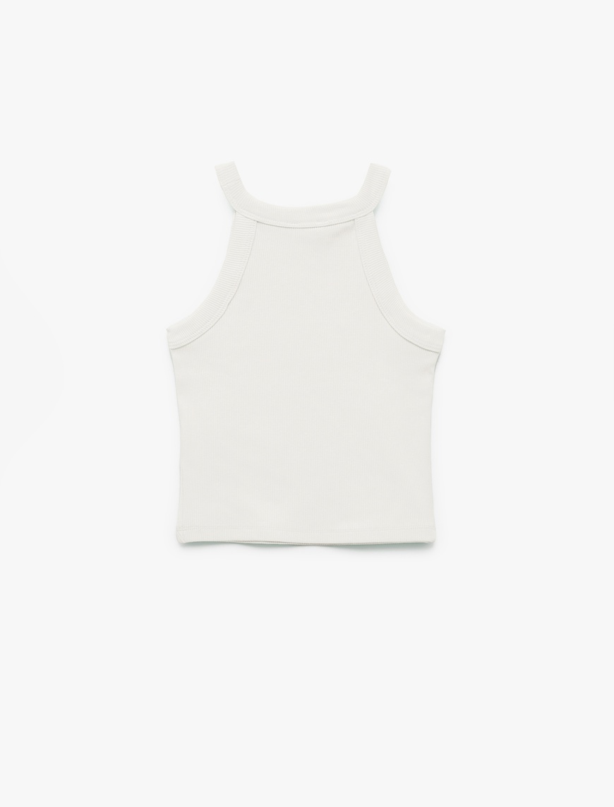  Kız Çocuk Pamuklu Kolsuz Halter Yaka Slim Fit Crop Atlet