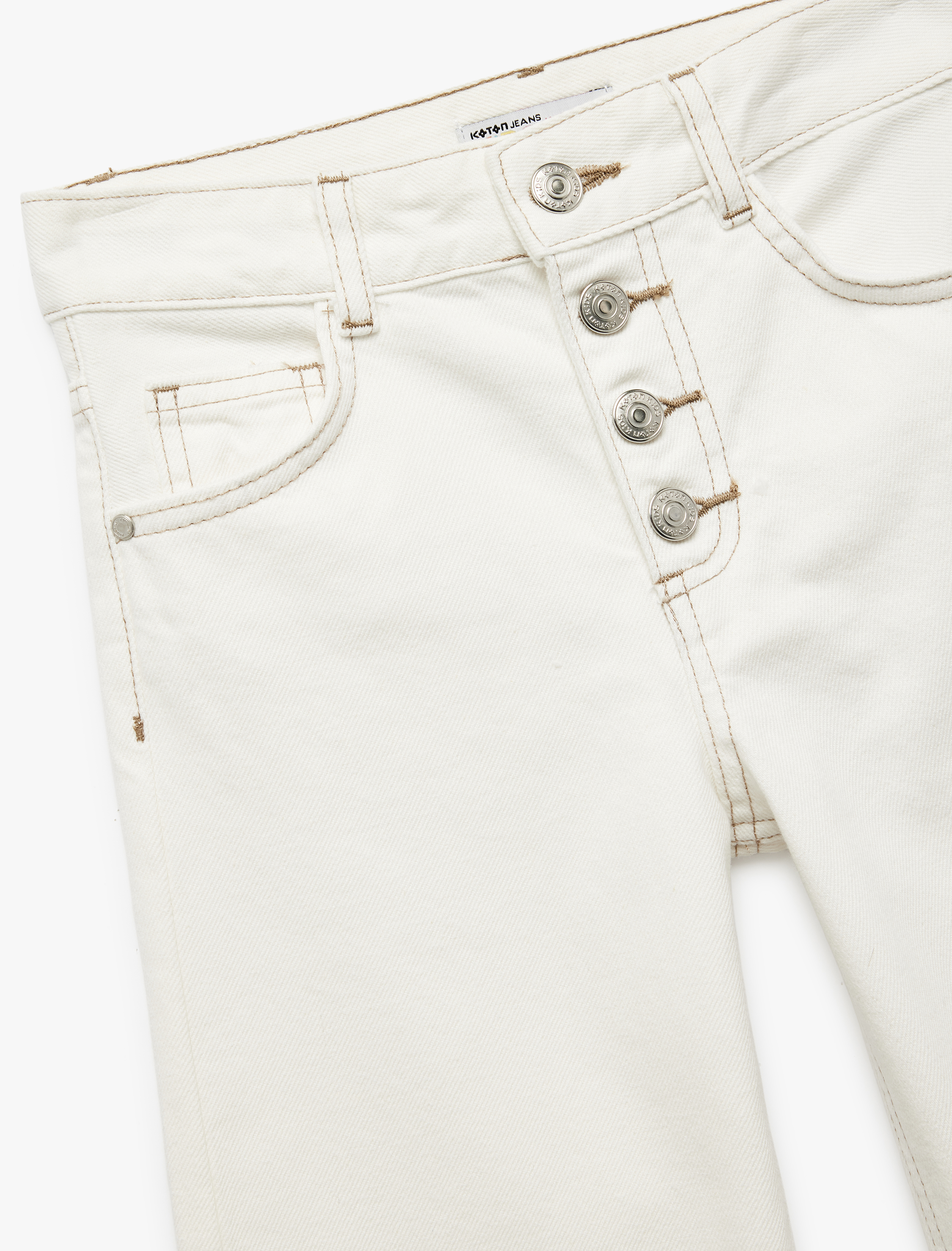  Kız Çocuk Pamuklu Rahat Kesim Düğmeli Geniş Paça Denim Pantolon