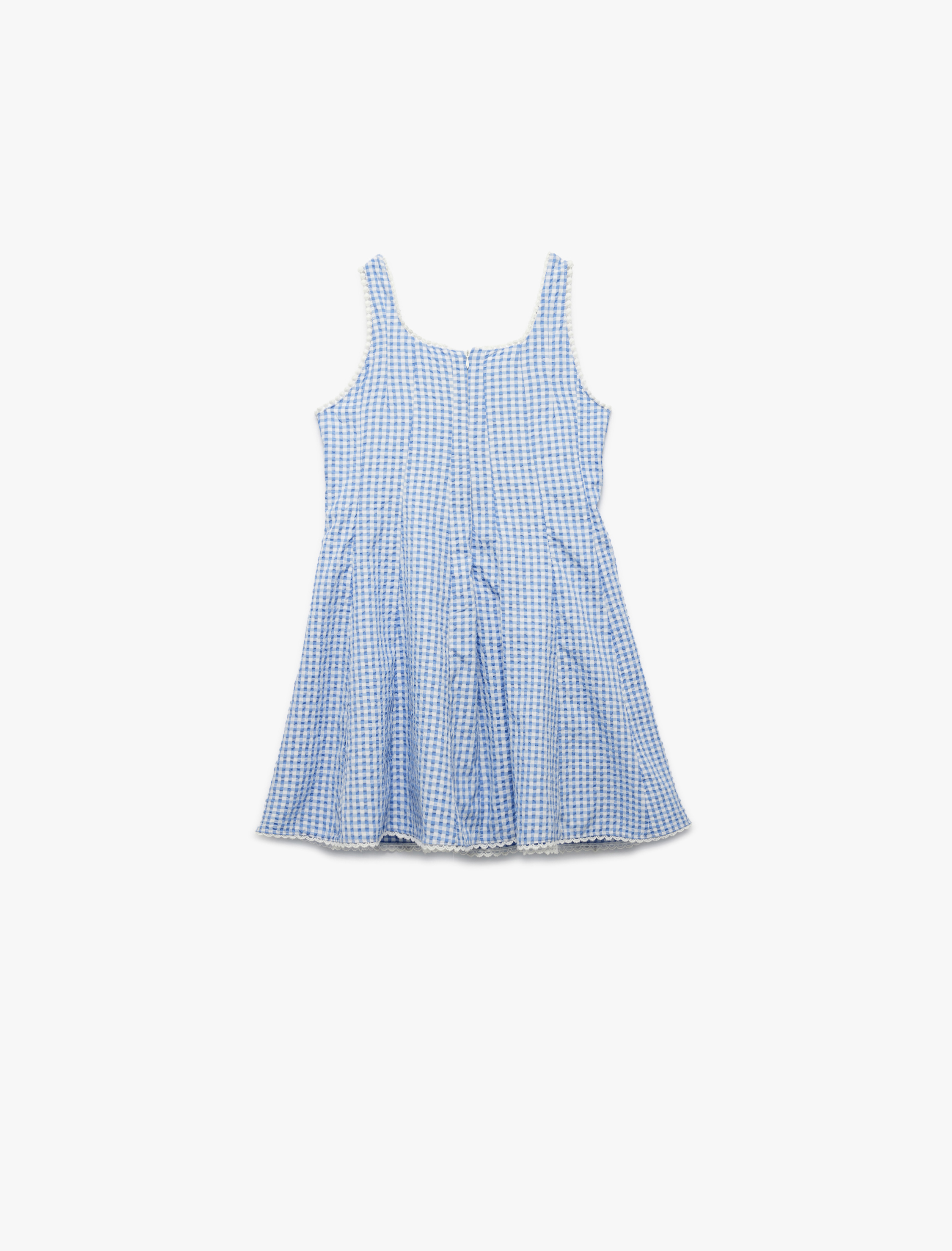  Kız Çocuk Kare Yaka Kolsuz Pötikareli Dar Kesim Volanlı A Kesim Mini Elbise