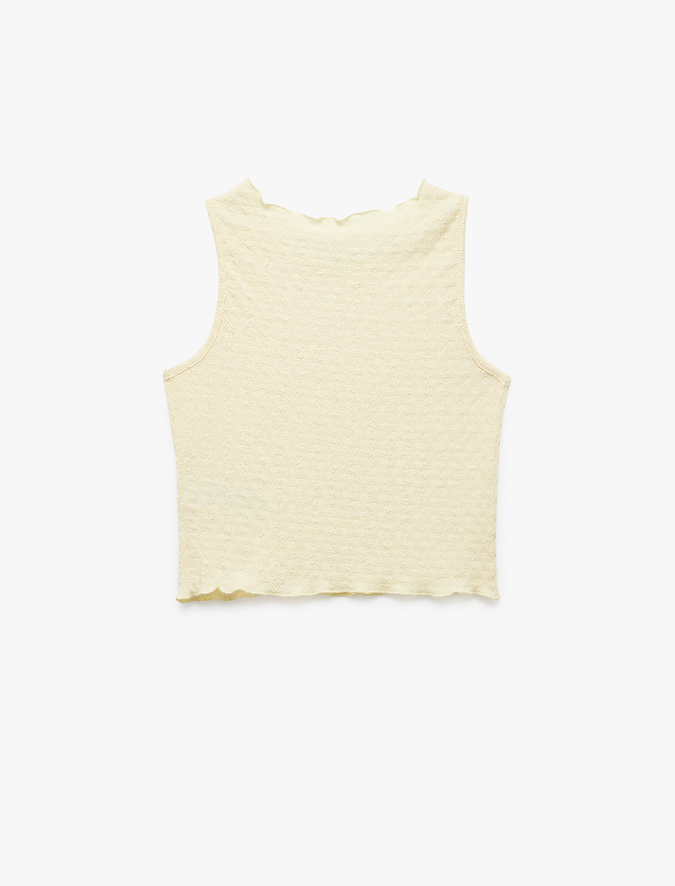  Kız Çocuk Dokulu Kolsuz Bisiklet Yaka Crop Atlet