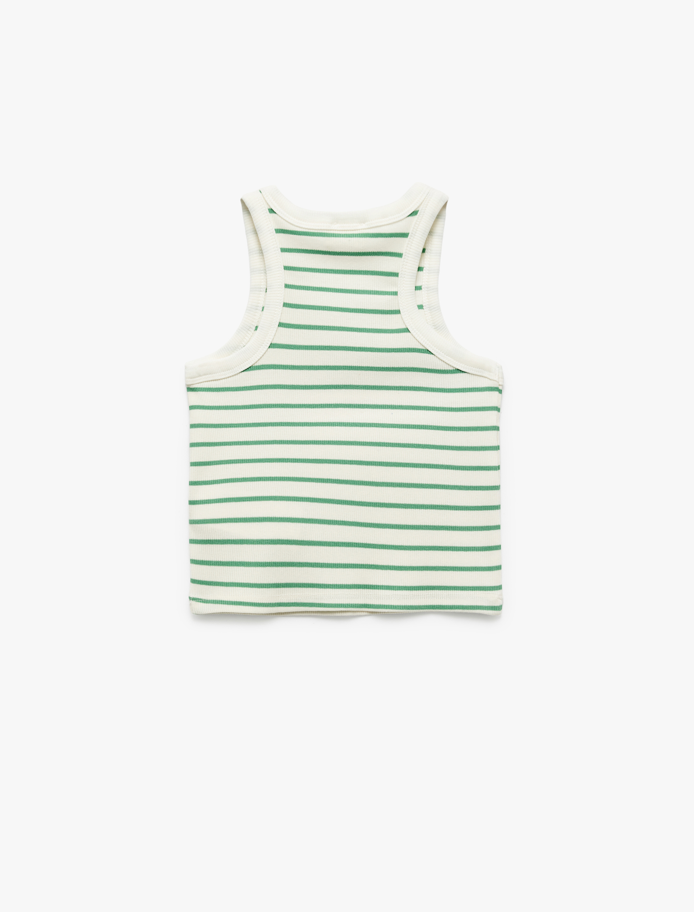  Kız Çocuk Pamuklu Bisiklet Yaka Kaşkorse Çizgili Crop Atlet