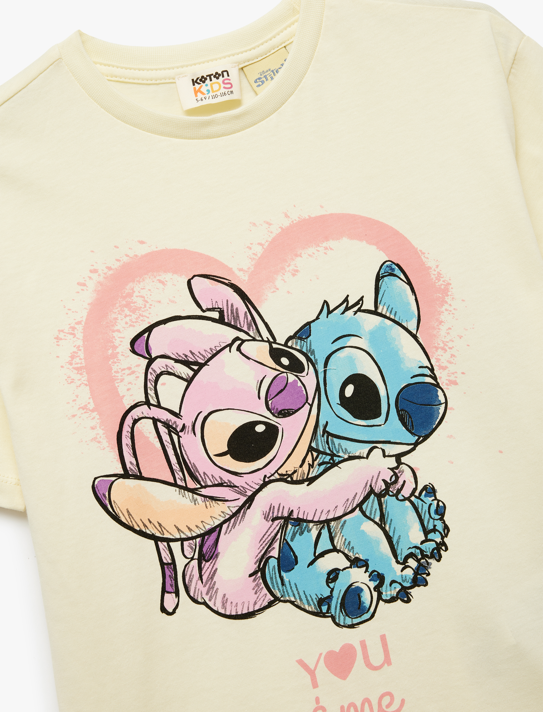  Kız Çocuk Lisanslı Kısa Kollu Bisiklet Yaka Pamuklu Stitch Tişört