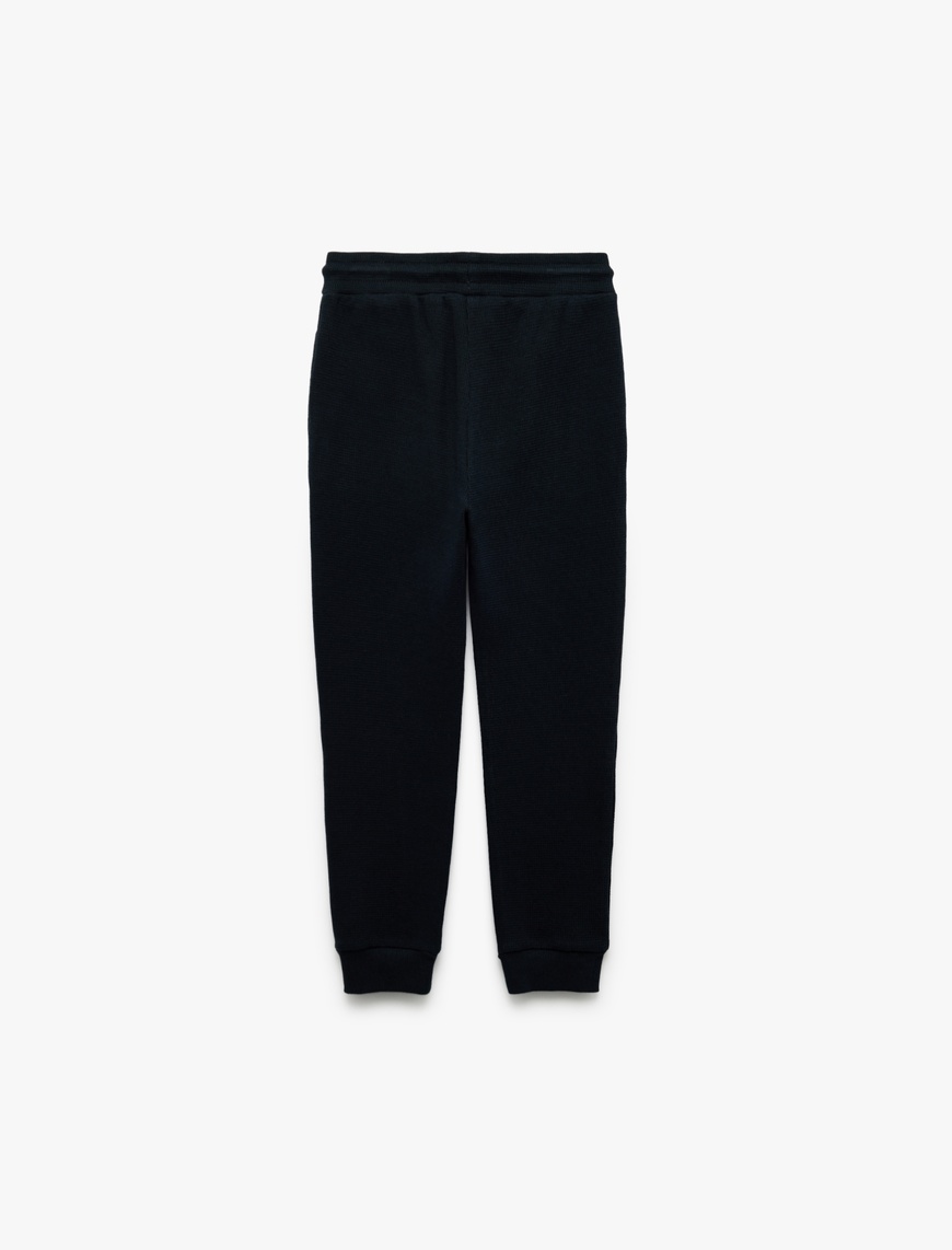  Erkek Çocuk Pamuklu Beli Bağcıklı Dokulu Basic Jogger Okul Eşofman Altı