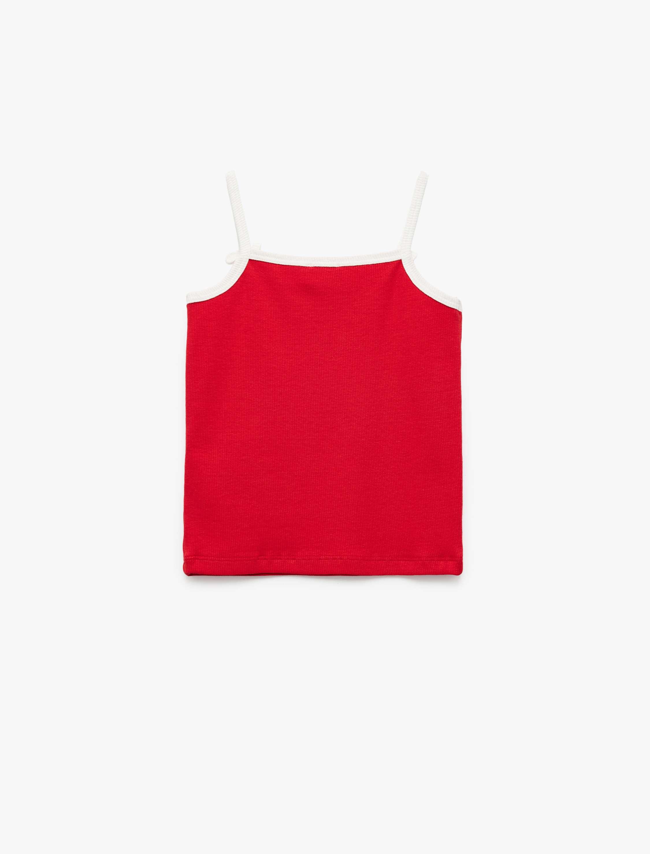  Kız Çocuk Pamuklu İp Askılı Dar Kesim Fiyonklu Kolsuz Crop Atlet