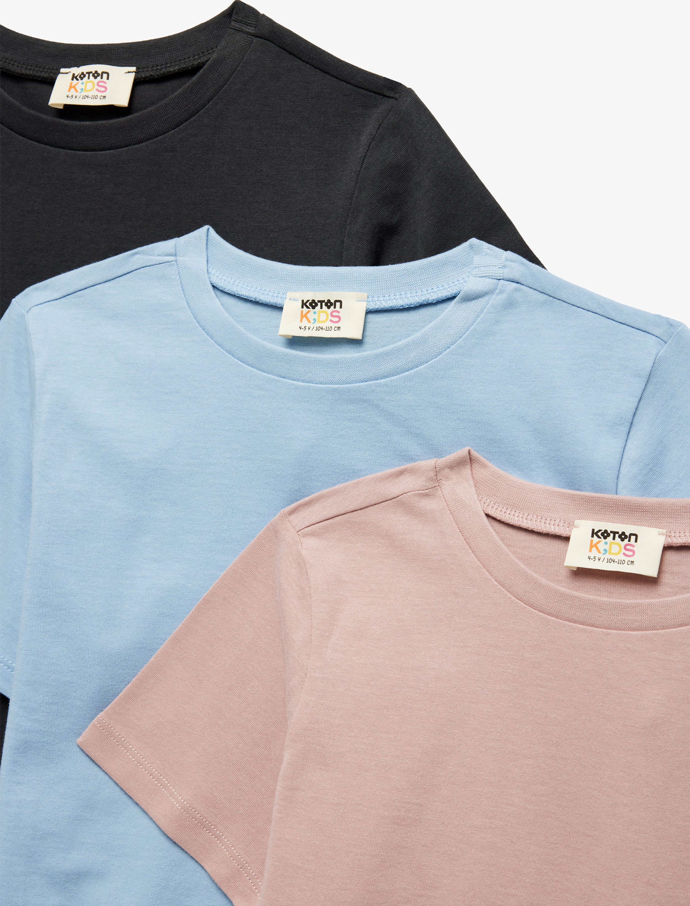  Erkek Çocuk Pamuklu Kısa Kollu Bisiklet Yaka 3'lü Tişört Seti