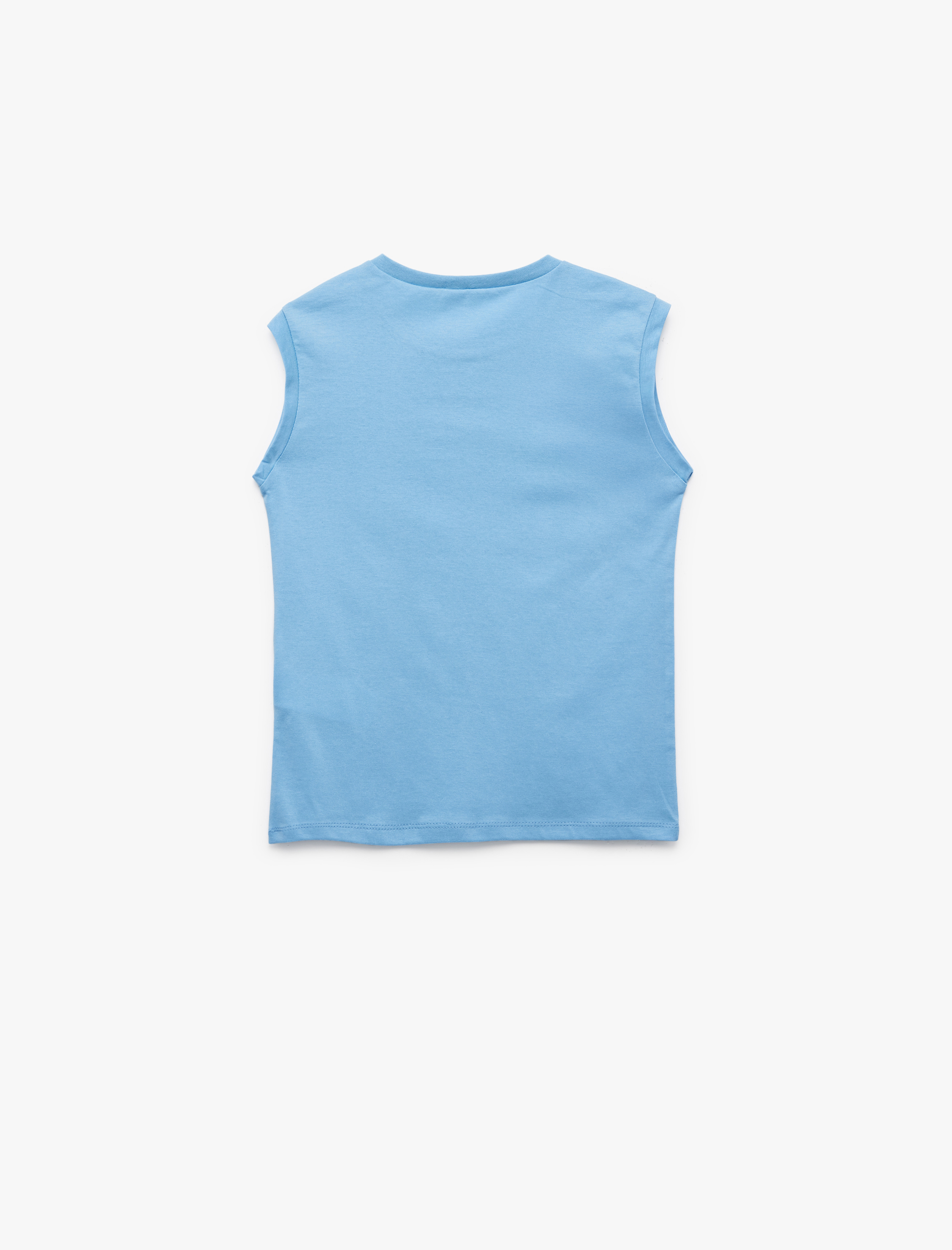  Erkek Çocuk Pamuklu Kolsuz Bisiklet Yaka Dinozor Baskılı Sıfır Kol Tişört